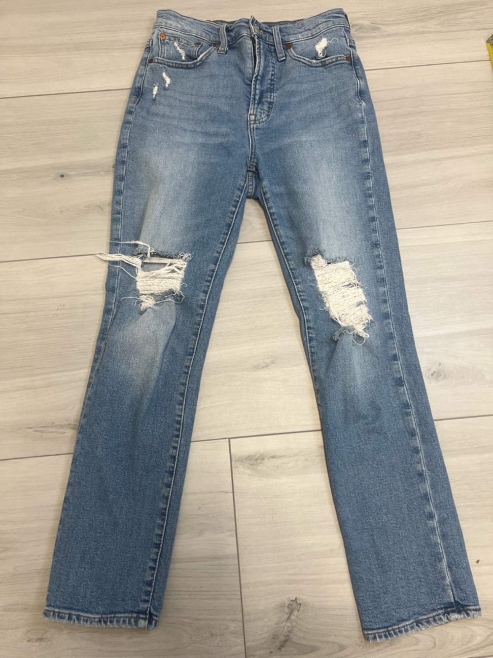 Madewell The Perfect Vintage Jean Straight Leg Distressed Knee Sz 26 90s Y2K